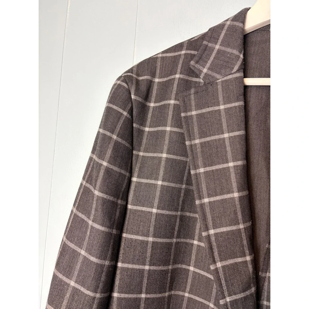 Stafford Signature Mens 46 Reg Classic Fit Unlined Sport Coat Grey Windowpane